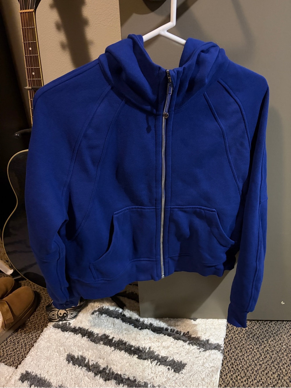 Lululemon scuba oversized full zip hoodie deep sea blue with silver zip XS/S
